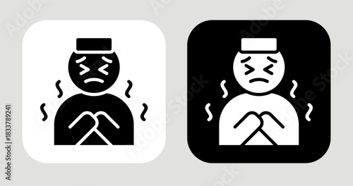 Fever Icon In Black and White Glyph Style
