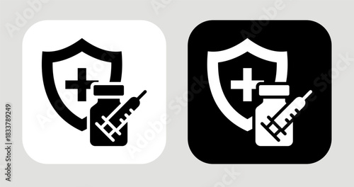 Vaccine Icon In Black and White Glyph Style