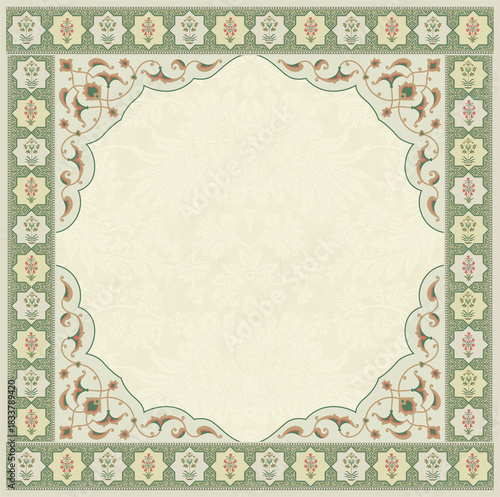 Elegant floral border design with neutral tones perfect for wedding invitation card.