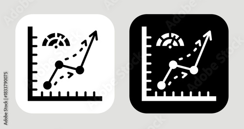 Demand Curve Icon In Black and White Glyph Style