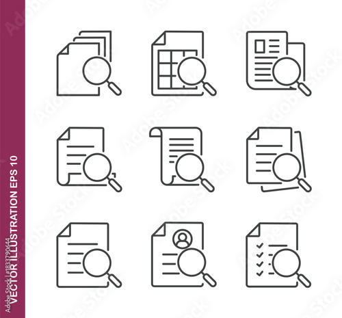 Document statistics line icons - Mini collection and editable stroke series icon