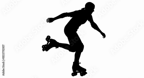 Dynamic black silhouette of a person on roller skates.