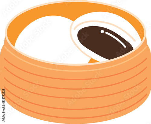 セイロに入ったあんまんのイラストセット