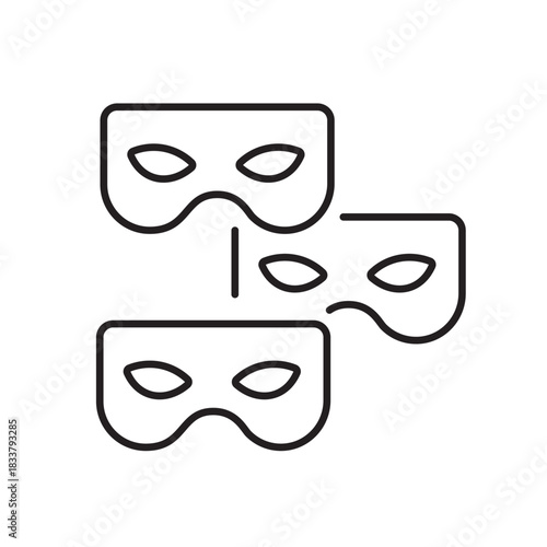 A vector icon representing anonymization with multiple masks, created in line style with editable stroke