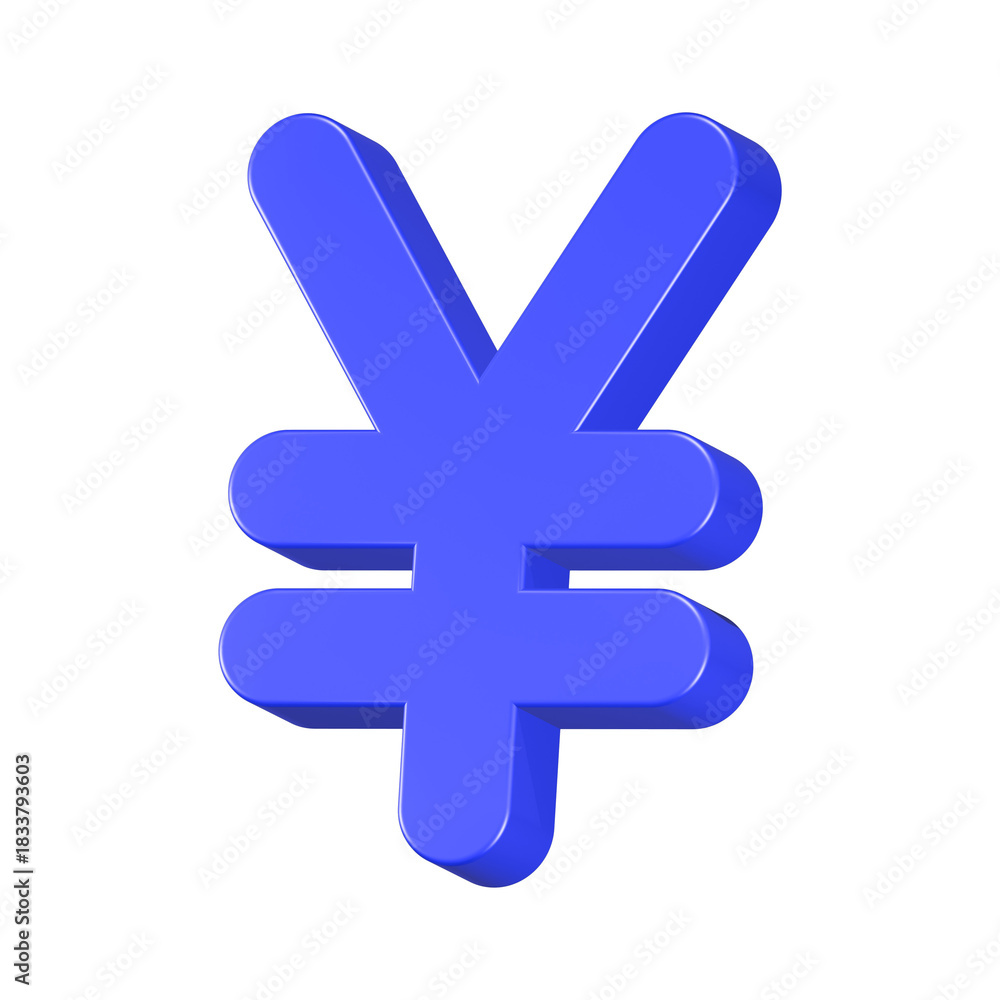 Fototapeta premium 3d rendering icon currency yen blue color