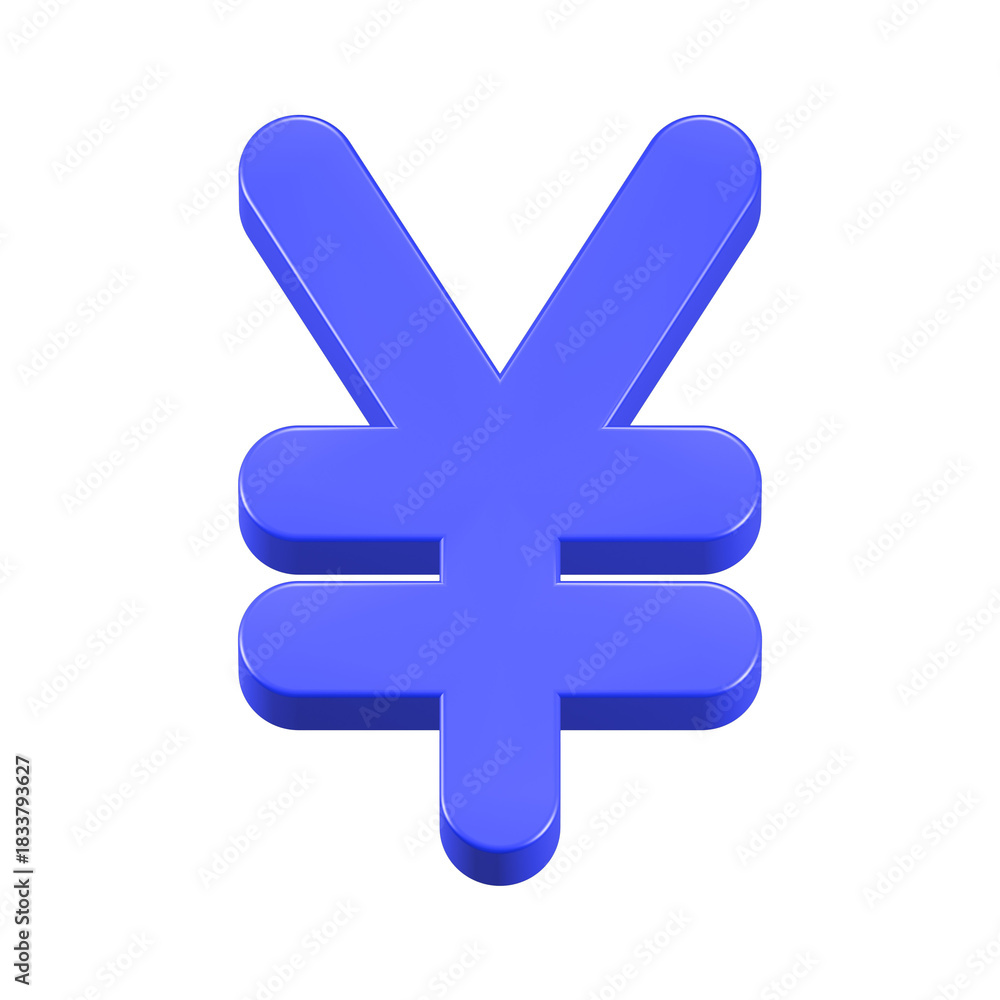 Obraz premium 3d rendering icon currency yen blue color