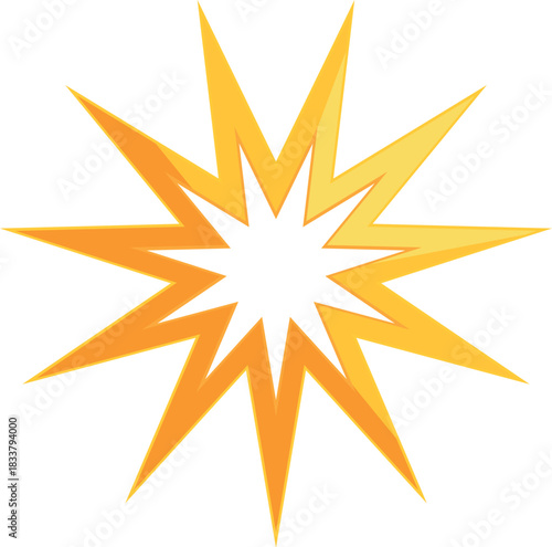 Jagged edges give this bright yellow star a dynamic and energetic feel, perfect for designs needing a symbol of vibrancy and power