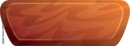 Rectangular wooden button with rounded corners and beveled edges, showing wood grain, for user interface design