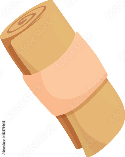 Rolled up yoga or fitness mat secured with an elastic band, promoting healthy lifestyle and exercise habits