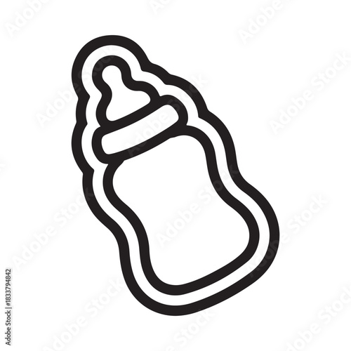 Simple outline drawing of a baby bottle
