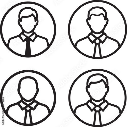 Four business man profile icons silhouette
