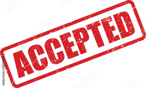 A red grunge rubber stamp displays the word ACCEPTED diagonally across a plain, transparent background