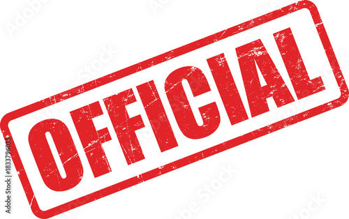 Red official stamp features a grunge texture, imprinting a bold statement on white surface