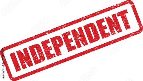 Red rectangular stamp with Independent in bold letters diagonally across it shows texture on white