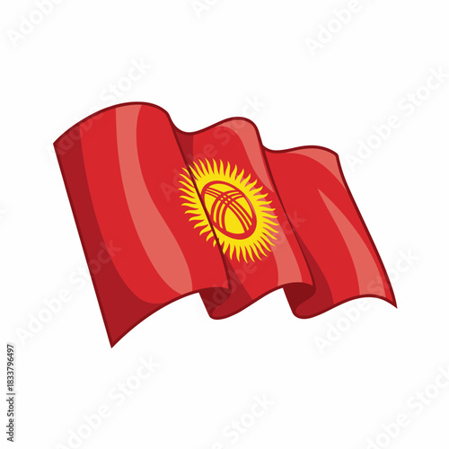 Waving Flag of Kyrgyzstan Vector Illustration Representing National Identity Isolated on White Background