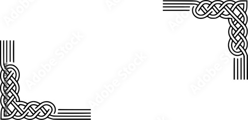 Black Celtic Knot Corner Designs on White Background