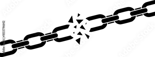 Broken Chain Link Symbolizing Failure, Weakness, or Separation
