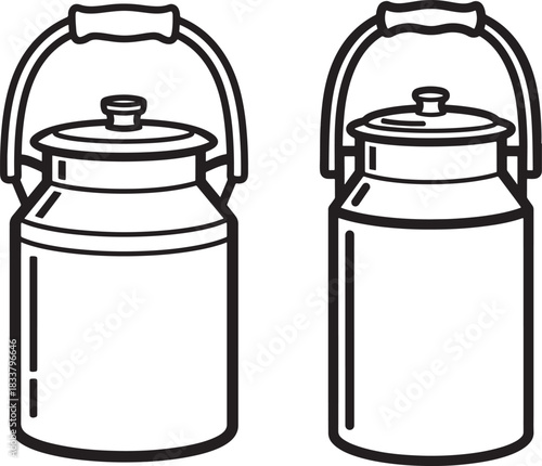 Two vintage milk cans silhouette