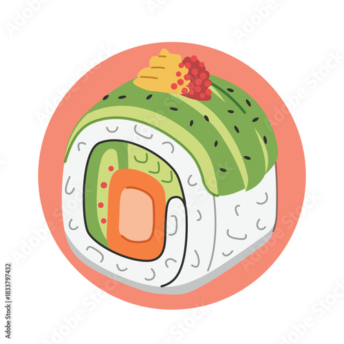 Avocado sushi roll japanese food