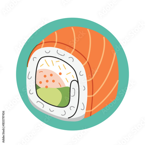 Salmon sushi roll japanese food
