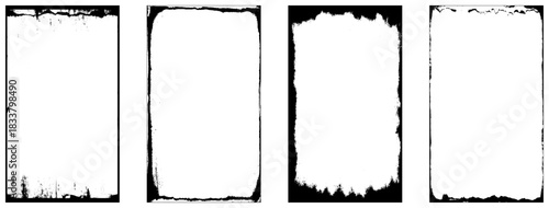 Vector Frames with rough edges.  Black grunge Blot of Ink. Place illustration Over any Object to Create grunge Effect .abstract vector.