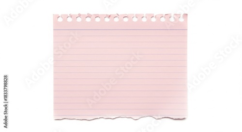 Torn pink lined paper with fringe detail