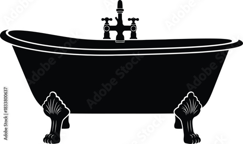 Elegant clawfoot tub illustration in black and white a classic bathroom fixture