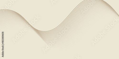 Abstract background with lines and waves. Web banner size. Element for design. Vector background for brochure, booklet, flyer, poster. Brown and beige gradient. Coffee, cafe eps10