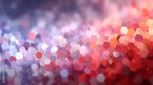 Hexagonal tech grid with soft gradients and minimal corporate style, spacious right blank zone for text, suitable for business presentations, dashboards, reports