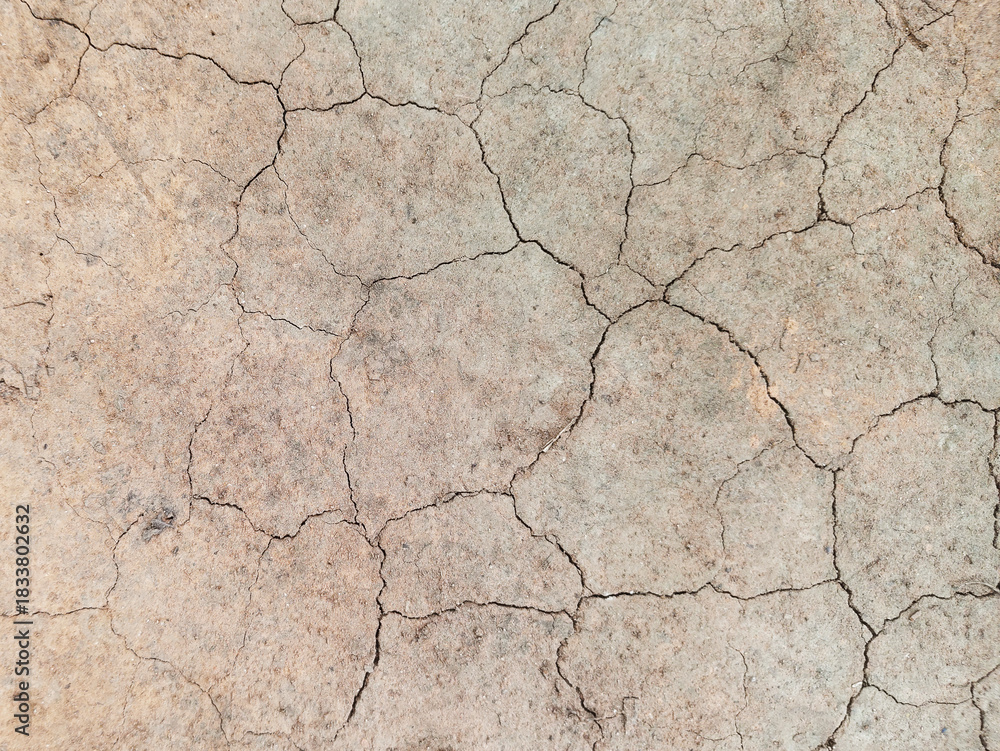 Fototapeta premium The ground has cracks in the top view for the background