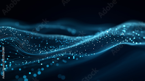 Futuristic glowing blue data wave, abstract digital network background