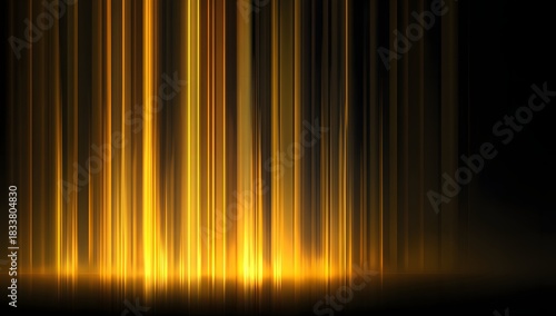 Abstract vertical glowing light streaks in warm golden and orange hues against a dark background creating a luminous energy effect