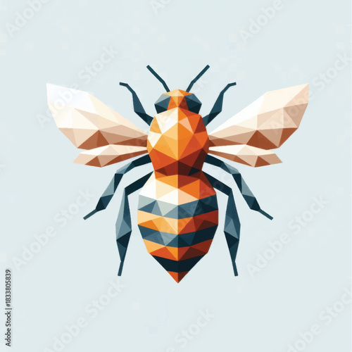 Geometric Bee Illustration A Low Poly Design of a Honeybee.