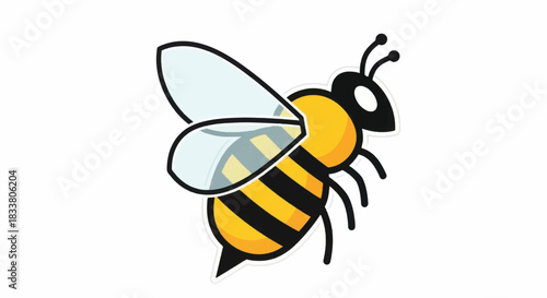 Stylized cartoon honeybee insect flying on a white background.