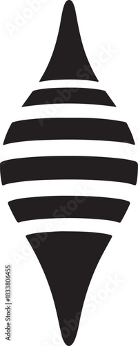 Black abstract geometric shape with stripes symbol