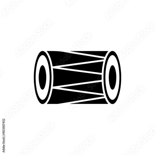 A stylized dholak drum icon representing folk music culture isolated