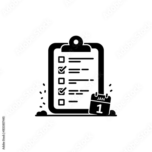 Checklist for first of month tasks shows efficiency on a black