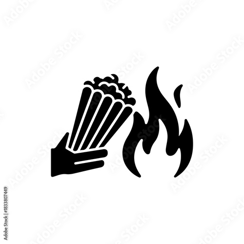 Burning the past letting go old memories in black icon format with