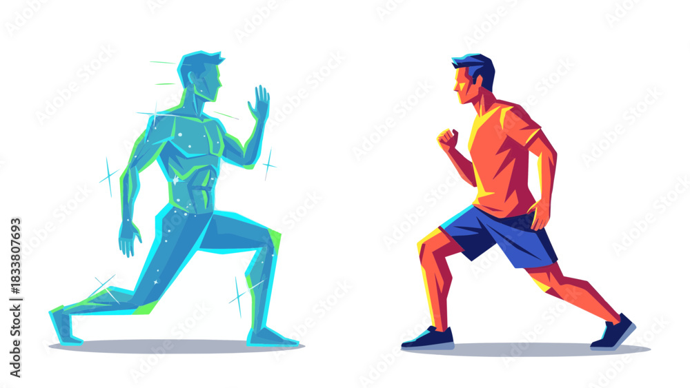 Obraz premium Health and Wellness Infographic Icon Set with People and Food