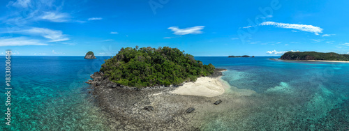 Panoramic view of Antsoha Island near the main island of Madagascar.