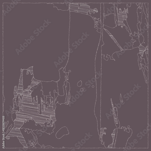 Abstract scribble minimalist art line in 130cm square design. vector in dark chocolate grey.. 