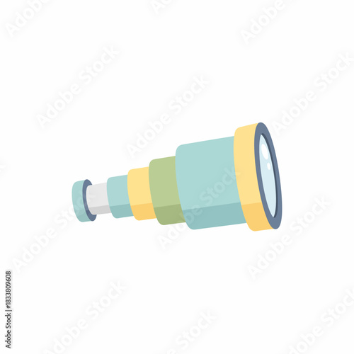 A colorful, cartoon-style spyglass telescope with multiple extending sections and a wide lens.