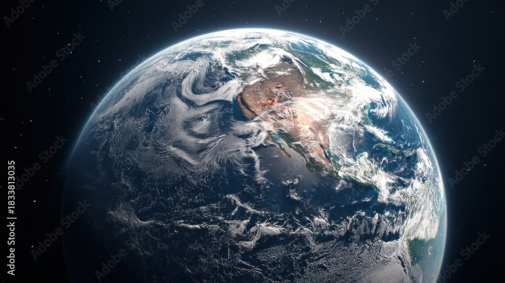 Fototapeta premium A close up of the Earth with a dark background. Concept of awe and wonder at the vastness of the universe and the beauty of our planet