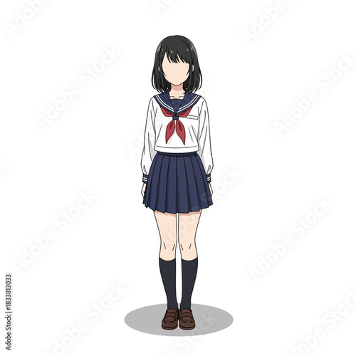 Captivating anime schoolgirl character ready for your story, a blank canvas for creativity, perfect for manga, games, and visual novels, embrace the trend
