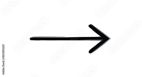 A simple black arrow pointing to the right with a textured brush stroke effect.