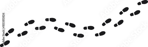 Human footprints on transparent background trace, human steps, footprints in shoes, path, isolated on transparent vector 