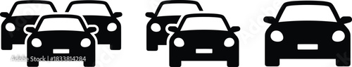 Cars icon set. Cars icon set, transport flow, traffic jam symbol, auto automobile sign
