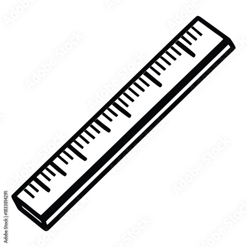 "Minimalist Ruler Icon – Measurement Tool Vector Illustration.