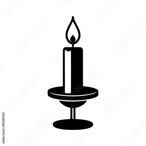 Candle on Stand Icon Vector Isolated on White.