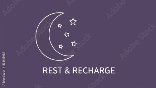 Rest & Recharge An Icon Depicting a Crescent Moon and Stars for Relaxation and Wellness